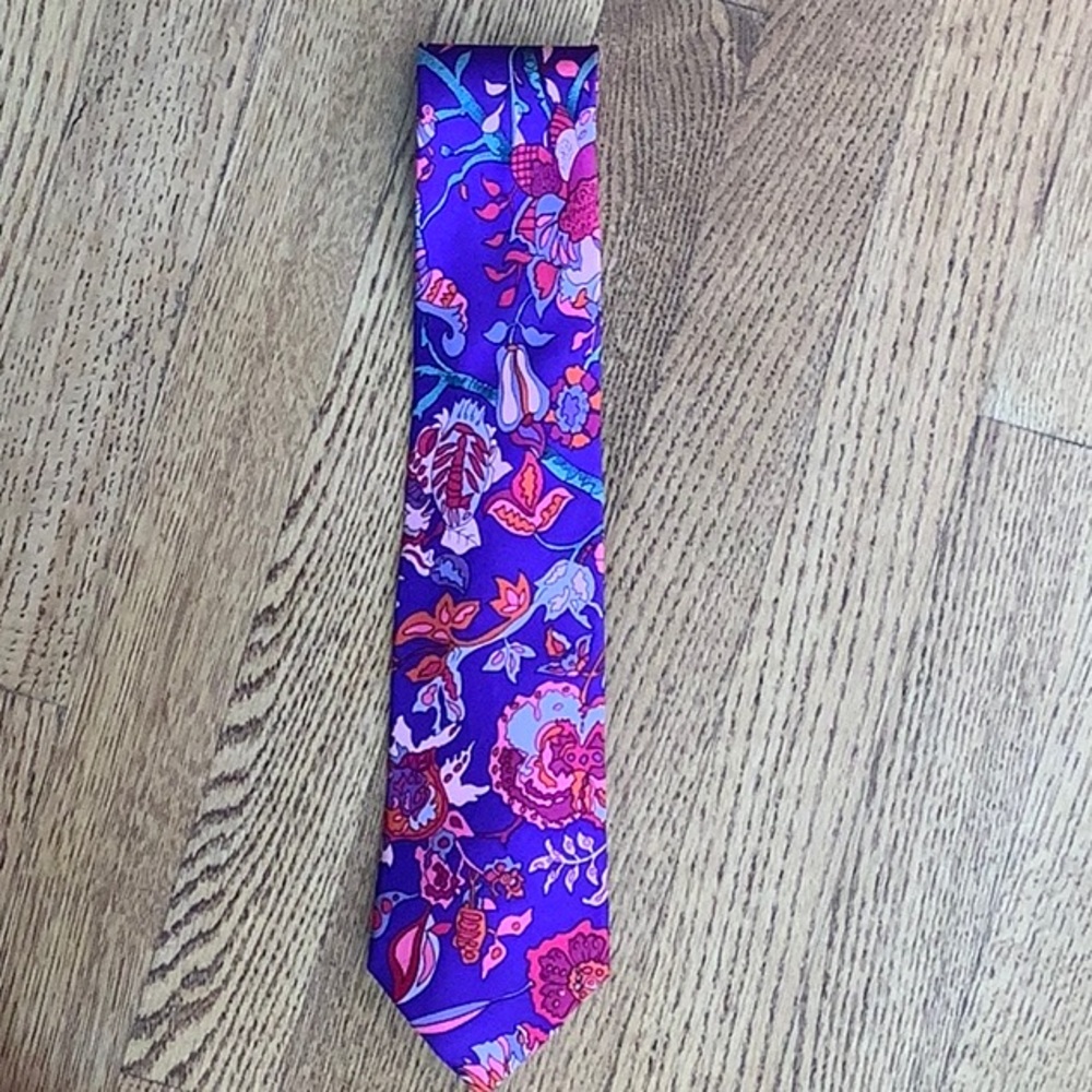 Hermes Purple and Pink Floral Tie